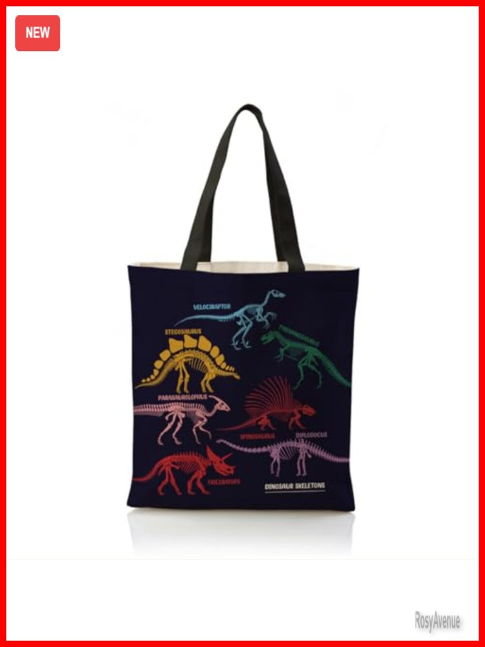 Dinosaur Skeletons Canvas Tote Bag Reusable Shopping Grocery Bag